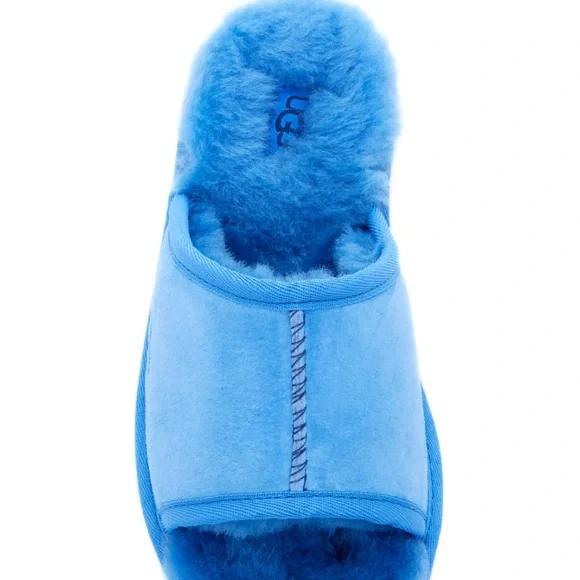 Ugg Suede Mellie Open Toe Genuine Shearling Slipper in Blue-Lyst - Picture 2 of 7